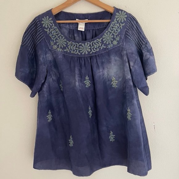 SUNDANCE Boho 100% Silk Boho Purple Tie Die Blouse: NWOT! Retail $119! MEDIUM - Picture 1 of 5